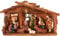 BRUBAKER Weihnachtskrippe - 40 cm Tischkrippe Weihnachtsfigur mit handbemalten Figuren Jesus, Maria, Josef und die Könige im Krippenstall unterm Stern - Krippenfigur Tischdekoration aus Polyresin