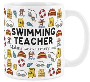 Purely Home Swimming Teacher Mug - Funny Swimming Instructor Novelty Gifts - Tea/Coffee Hot Drinks White Ceramic Cup Present