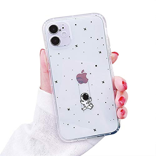 Bakicey für iPhone 14 Hülle für iPhone 14 Transparent Dinosaurier Muster Weiche Silikon Handyhülle Fallschutz TPU Schutzhülle Case Cover für iPhone 14,Astronauten Schwingen