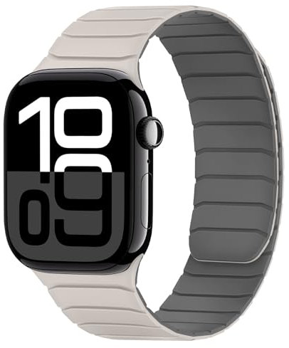 Tasikar Correas Magnéticas Compatible con Apple Watch 42mm(Series 11/Series 10) 41mm 40mm 38mm Silicona Suave Correa de Repuesto Tipo Bucle para iWatch SE Series 11 10 9 8 7 6 5 4 3, Gris claro