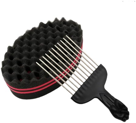 Wellenpinsel für Männer – Curl Defining Sponge Kamm für Afro Hair Styling & Dreadlock Care | vom Friseur zugelassenes Haarvorbereitungswerkzeug für engere Spulen, Volumen