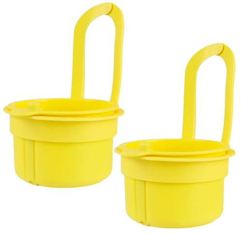 Lot de 2 passoires d'évier suspendues avec bouton pression – Panier filtrant amovible pour laver et égoutter – Passoire réglable pour évier de cuisine sans contact avec les mains (jaune)