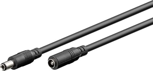 goobay DC Strom Verlängerungskabel (5,5 x 2,5 mm Stecker), 1,5m Netzteil Verlängerung ideal für LED-Streifen, Fritzbox, Router & Kameras, 5-24V, 5A Max, schwarz