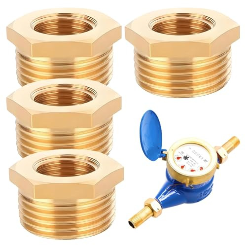 Messing Reduzierstück G3/4 auf G1/2 (AG Ø 25mm x IG Ø 20mm), 4 Stück Reduzierung Gewinde-Fitting G3/4 x G1/2 AG/IG, Reduzierstück aus Messing, Reduziernippel für Industrie, Gewerbe und Haushalt