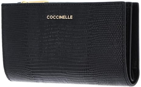 Coccinelle Leder Geldbörse Metallic Lizard Wallet Noir schwarz