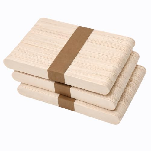 OWLKELA Holzstäbchen 150mm, 180 Stück | Eisstiele Holz, Holzstiele, Bastelstäbchen Holz, Holzspachtel, DIY Handwerk, für Schule, Familie, Party