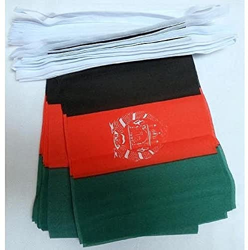 AZ FLAG - Fahnenkette Afghanistan 6 Meter Mit 20 Flaggen - 21x14 cm - Afghanische Girlande Flaggenkette 14 x 21 cm