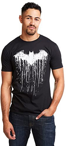 DC Comics Camiseta con Pintura de Batman para Hombre, Negra, Talla M UK