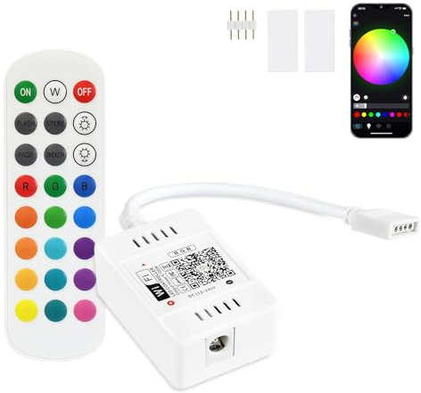 INDARUN Contrôleur de ruban LED WiFi RGB intelligent avec télécommande 24 touches, compatible avec Alexa et Google Home