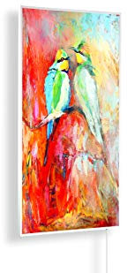 Könighaus 600W Infrarotheizung mit Bild in HD Qualität ✓ inkl. Thermostat ✓ 5 Jahre Garantie ✓ Doppelter überhitzungsschutz ✓ Infrarot Wandheizung ✓ Motiv: 107. Vögel Ölgemälde