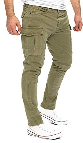 Yazubi Jayden - Pantalon Cargo Slim Fit pour Hommes en Coton, Vert (Dusky Green 170517), W29/L32