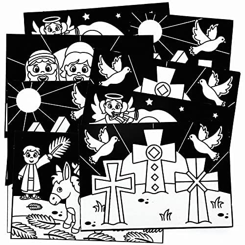 Baker Ross Karwoche Bilder zum Ausmalen - 10er Pack, Oster Ausmalbilder mit Samt für Kinder zum Basteln (FC508)