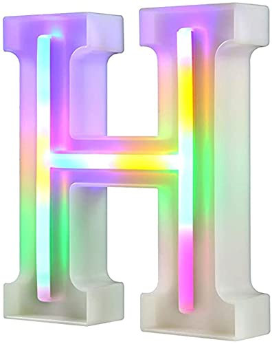 Lettres lumineuses LED – Lumières de nuit pour mur, fête d'anniversaire, Noël, décoration de mariage – Lettres colorées (H)