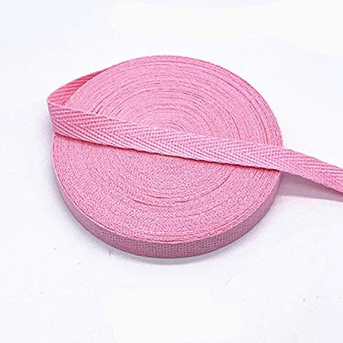 Egurs Bunt Gurtband aus Baumwolle 45m x 10mm Weich Gewebt Twill-Band Baumwollband Baumwollkordel Schrägband Köperband Twillband Fischgräten-Bänder zum Nähen Dekoband Nähenband Pink