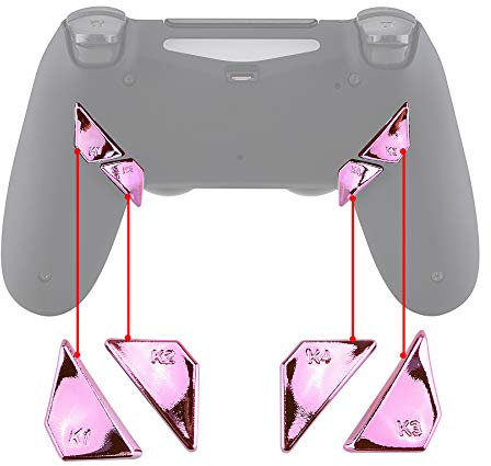 eXtremeRate Ersatzteile Tasten Dawn Remap Kit Rückseite Knöpfe Buttons K1 K2 K3 K4 Paddles für ps4 Controller(Chrome Pink)