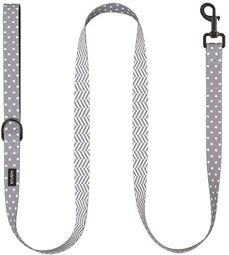 STUCH ® Hundeleine - 1,53m Länge - Duo Style - Nylon Hunde Leine mit gepolsterten Handgriffen - Für kleine, mittlere und große Hunde (S (1,5cm x 153cm), Grau (Sterne))