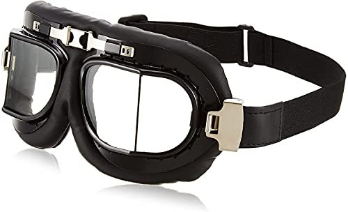 ZLYJ Motorradbrille Vintage Brille Für Steampunk Chopper Schwarz Eco Leder Eco A