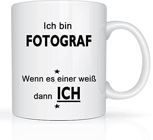Print-Klex Berufstasse mit Fotograf Motiv Bedruckt Fotograf Tasse für Beruf Geschenk Kaffeebecher Geschenktasse Teetasse Arbeitstasse Arbeitsbecher mit Druck 330ml Beruf Tasse