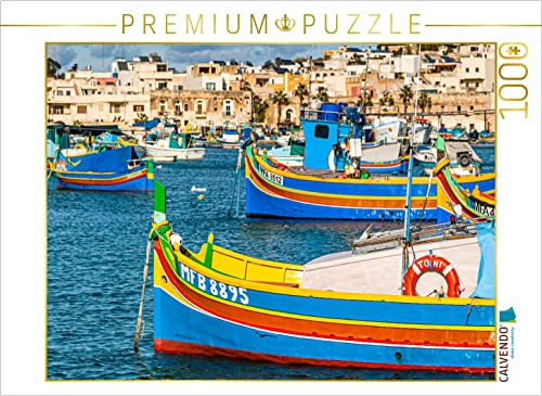 CALVENDO Puzzle Fischerhafen in Marsaxlokk, im Südosten von Malta | 1000 Teile Lege-Größe 64 x 48 cm Foto-Puzzle für glückliche Stunden
