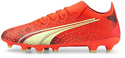 PUMA Ultra Match FG/AG, Zapatillas de fútbol Hombre, Multicolor (Fiery Coral-Fizzy Light Black), 40 EU
