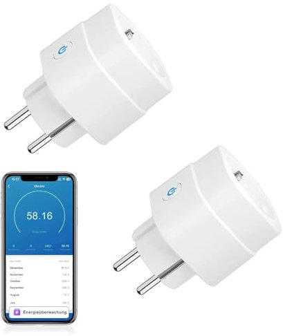 Jinvoo Smart Plug, presa Wi-Fi, telecomando WiFi, mini presa di corrente, presa intelligente, presa Alexa, compatibile con Alexa, Google Home, Smart Life, telecomando, 16 A, confezione da 2