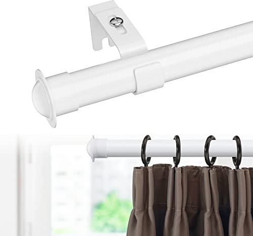 HARRMS 28mm Gardinenstange Ausziehbar, 76-115cm, Verstellbare Vorhangstange Weiß, Gardienenstangenset Edelstahl Scheibengardinenstange mit Halterungen und Endstücken für Schlafzimmer, Wohnzimmer