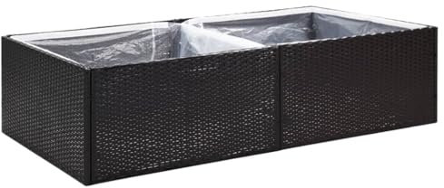 vidaXL Jardinière Pot de Fleurs Bac à Fleurs Pot de Plantes de Jardin Balcon Terrasse Patio Extérieur Noir 157x80x40 cm Résine Tressée