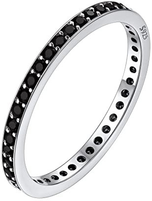 Bestyle Ringe für Damen Ewigkeitsringe Vorsteckring Schmal Silber 925 Zirkonia 1,2mm Verlobungsringe Eheringe Trauringe Kristall Ring Größe 62