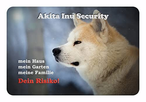 Merchandise for Fans Warnschild - Schild aus Aluminium Motiv: Akita Inu (02) - Größe: 30x40cm