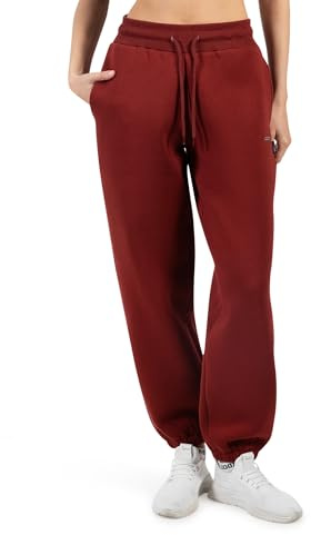 SMILODOX Jogginghose Damen Lyanna, Oversize Sweatpants mit Taschen, Kordelzug am Bund, Metalllabel auf dem Oberschenkel, weichem Material, Bequeme Freizeithose für Sport, Streetstyle und Alltag