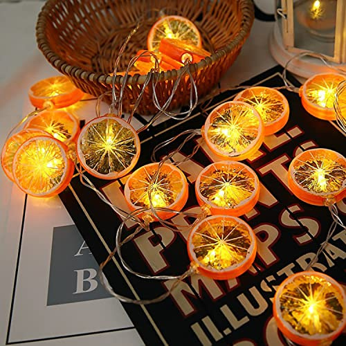 KINGCOO 20LED Orangenscheibe Obst Lichterkette Laterne Lichterketten Batteriebetrieben Innen Außenbeleuchtung Lampe für Garten Hochzeit Schlafzimmer Heim Geburtstag Party Weihnachten Dekoration
