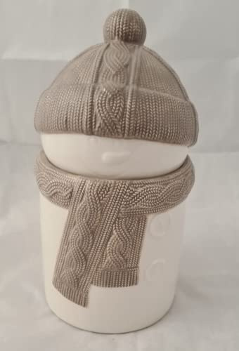 Premier Decorations Christmas Tableware Snowman Cookie Jar Storage Caddy Brown Knit