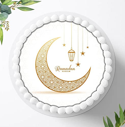Eine süße Liebeserklärung zu Ramadan Kareem: Mit einer liebevollen Tortenkrönung verzaubern, Süße Verzierungen zum Ramadan Kareem, Tortenbild Ramadan Kareem, Essbares Foto für Torten, Ø 20cm, 1369z