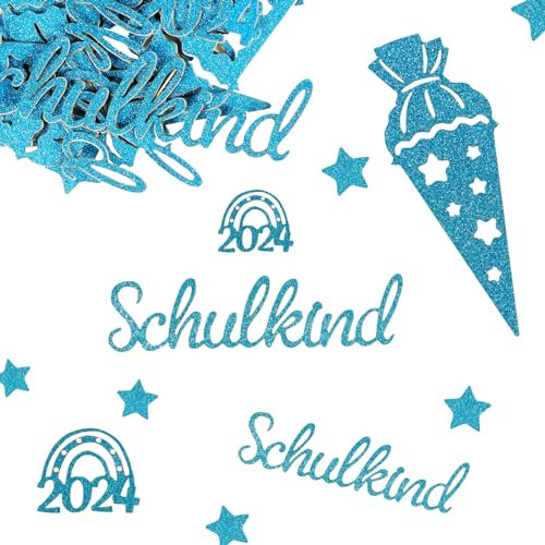 50 Stück Schulkind Konfetti Glitzer Blau Einschulung 2025 Streudeko Groß Schulkind Schultüte Tischdekoration für Schuleinführung Schulanfang Junge und Mädchen Einschulungsfeier usw.