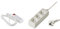 Chacon multiprise 3 x 16 A avec interrupteur- 3m & PremiumCord Multiprise 5m, 3 Prises, Rallonge 230V, 3 Prises Françaises Tournées à 45°, Multiprise de Qualité avec Sécurité Enfant, Couleur Blanc