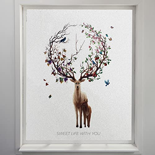 Fensterfolie Vogel Schmetterling Hirsch Sichtschutzfolie Fenster Klebstofffrei Fensterfolie Blickdicht Milchglasfolie Selbstklebend Fenster Fensterfolie Selbsthaftend Folie Fenster Sichtschutz 45x200