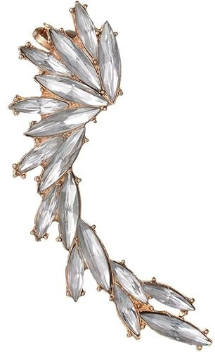 fdsmall 14K Gold überzogene Cubic Zirkonia Ohr Crawler Ohrringe 2PC Kristallblatt Kletterer Crawler Schmuck Jacke Ohrringe für Frauen Mädchen (Gold)