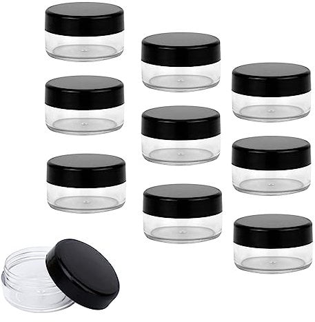 10 PCS Sample Pots for Cosmetics,10Gram Cosmetic Containers, Make up Pots, MiniJars With Lids, Clear Round Plastic Jars, BPA Free Pot Jars for Travel Storage Makeup Beauty Products Face Creams
