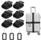 flintronic 6-Stück Premium Gepäckgurt Koffergurt Kofferband Einstellbare rutschfest Gepäckband Lang kofferbänder Luggage Strap + 3 Stück Kofferanhänger Sicher Reisen für Koffer - Schwarz