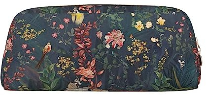 Dehiwi Federmäppchen mit Blumen und Vögeln, wasserdicht, niedliches Leder, für Reisen, Kosmetik, Make-up, Organizer, Stifthalter für Büro, Make-up, gold, Einheitsgröße, Taschen-Organizer