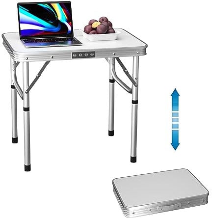 Campingtische Camping Tisch Klein Tisch Klappbar Balkontisch Aluminiumrahmen Klapptisch Camping Klapptisch Balkon Campingtisch Klappbar zum Campen im Garten Campingtisch Höhenverstellbar 60x45x26/56cm