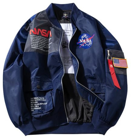 Bomberjacken Herren Frühling Outdoorjacke Urban Oversized Softshell Jacke Herren Trend Druck Stehkragen Langarm Jacke Casual Sport All-Match Übergangsjacke Herren C-Blue XXL