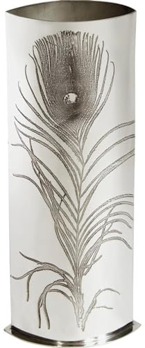 Groß Zinn Vase für Blumen Geprägtes Einzelnes Pfauenfedermuster Hell Poliert Beenden Wohnaccessoires Lieferung im Karton