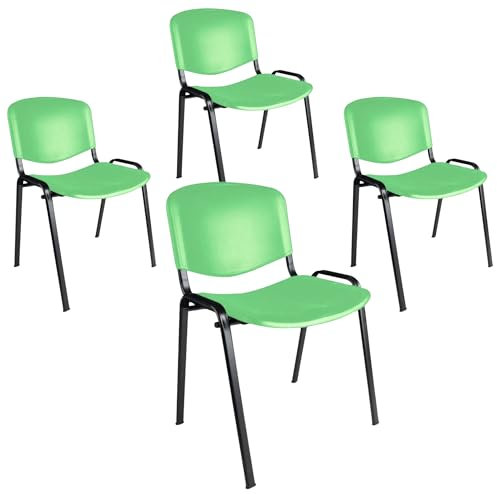 Topsit Büro & More 4er Set Besucherstühle, stapelbarer Konferenzstuhl, mit Sitz und Rückenlehne aus Kunststoff. (Grün)