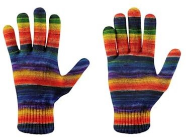 DELIGUO Thermo-Strickhandschuhe – 3D-Persönlichkeit, Bunte Damenhandschuhe, Winter, Warm, Bohemia-Vollfingerhandschuh, Damen-Touchscreen-Handy, Kältebeständiger Fäustling