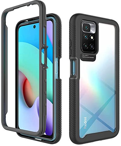 XINNI Coque pour Xiaomi Redmi 10 2022 Antichoc Housse avec Protège écran, 360 Degrés Full Body Etui Solide Double Face Bumper Portable Transparent Housse