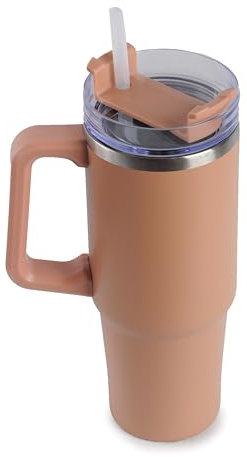 ARIANA HOMEWARE Insulated Tumbler 30oz - Travel Coffee Mug with Handle Straw Lid Water Bottle | Stainless Steel Double Wall Cup for Hot & Cold Drinks - Reusable and Leakproof (Chocolate)