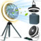 Portable Camping Fan with USB Rechargeable 10000mAh Battery, LED Light, Tripod, Timer, 4 Speeds, Silent Desk Fan for Tent, Bedroom (Black)