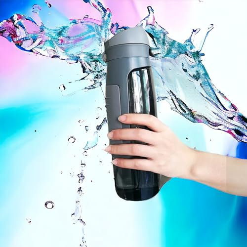 Novahaven Trinkflasche,wasserflasche,mit Integriertem Geldfach, Stoßfest, Leichtgewicht, BPA-Frei, für Universität, Beruf, und Outdoor (grey)
