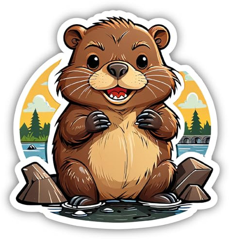 Samunshi® Süßer Biber Aufkleber Autoaufkleber für Motorrad Fahrrad Roller oder Auto Sticker Fahrrad Mtb Mountainbike Rennrad Comic Cartoon Tier Sticker 10cm Süßer Biber